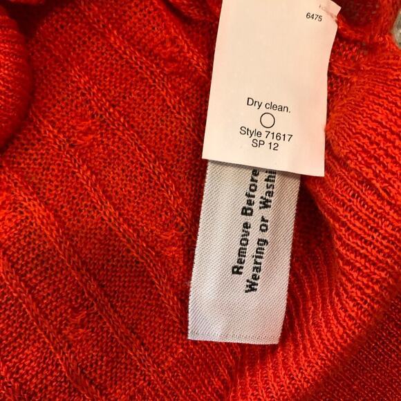 NWT J. Crew Womens 100% Linen Cable Knit Sweater Sz L Orange Light - Picture 7 of 9